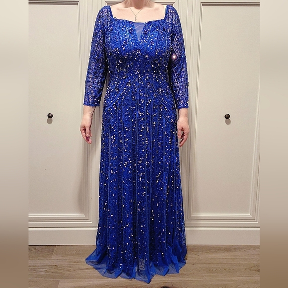 Adrianna Papell Womens Beaded Off Shoulder Gown - Picture 5 of 6